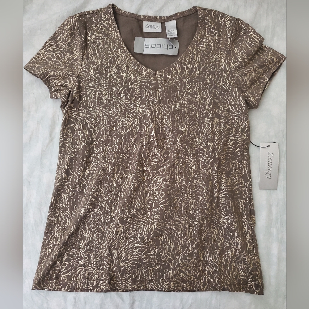 Chico's Zenergy Mandy V-Neck Short Sleeve Tee - New With Tags